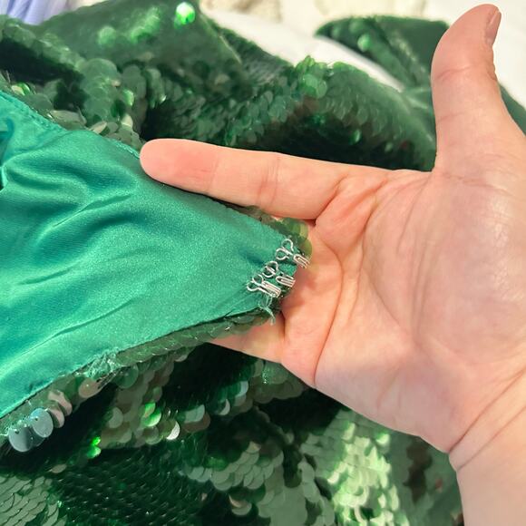 House of CB Belle Pine Green Sequin Maxi Dress Size Small - Picture 8 of 9